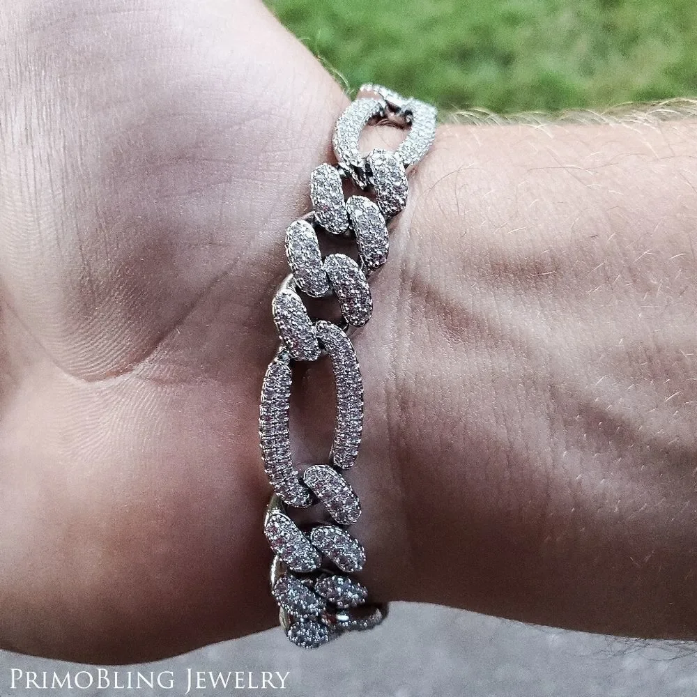 Iced Out Figaro Link Bracelet